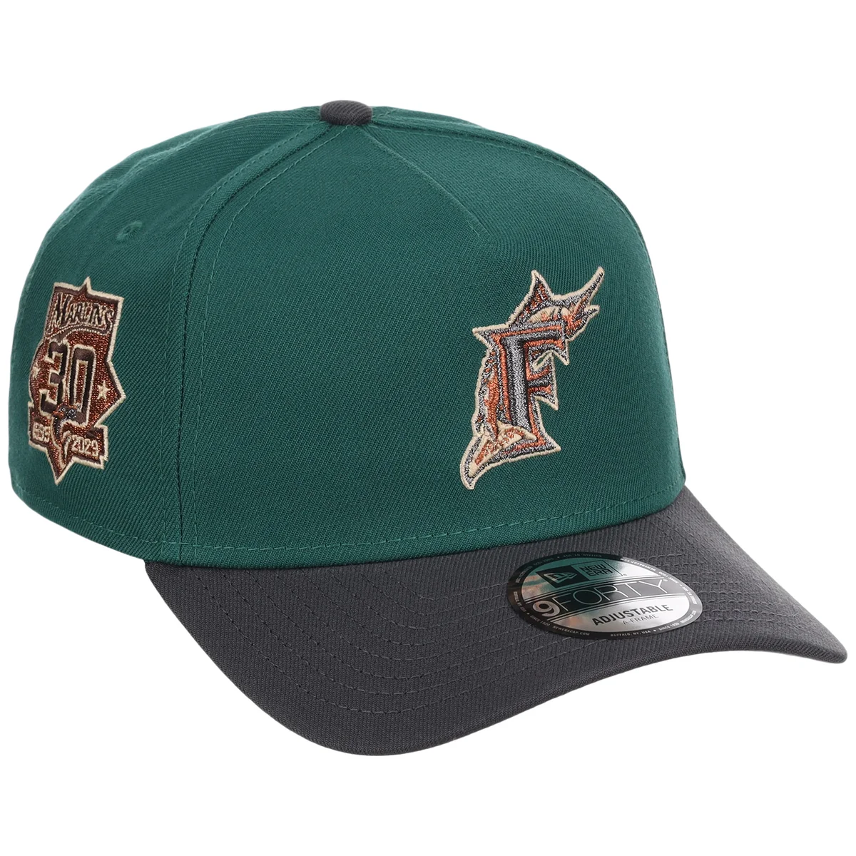 Florida Marlins MLB Emerald Graphite New Era 9FORTY front view