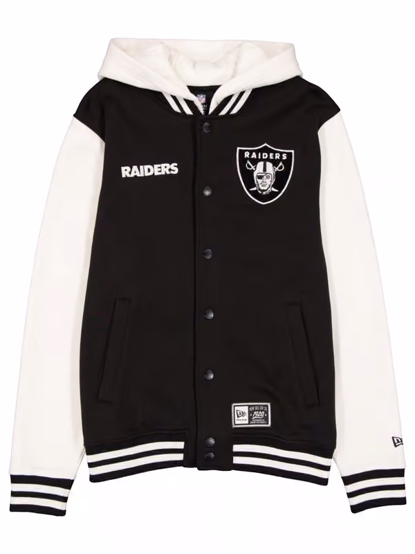 Las Vegas Raiders Letterman Hooded NFL Jacket Black view 1