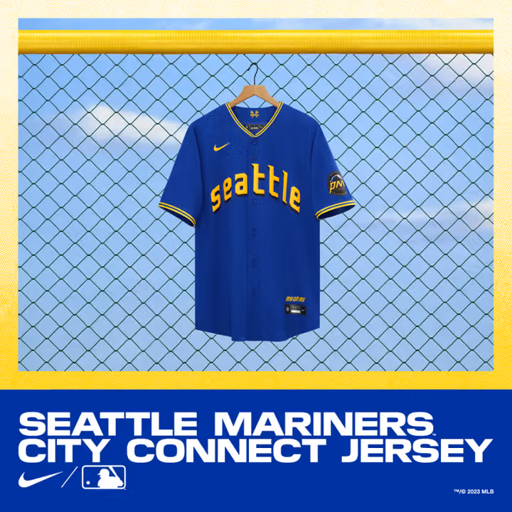 Seattle Mariners Nike City Connect MLB Jersey Blue view 3