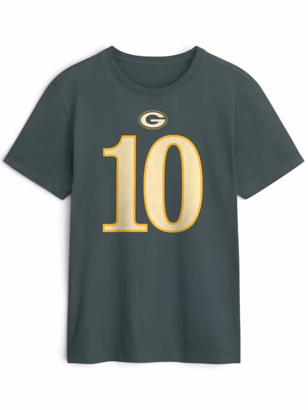 Jordan Love #10 Green Bay Packers 2026 NFL Rivalries Player T-Shirt Green view 2