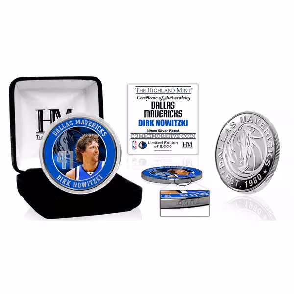 Dirk Nowitzki Dallas Mavericks Silver Plated Commemorative Coin view 1