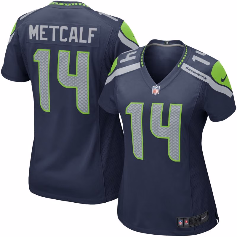 DK Metcalf #14 Seattle Seahawks Nike Game NFL Jersey Navy (WOMEN'S) view 1