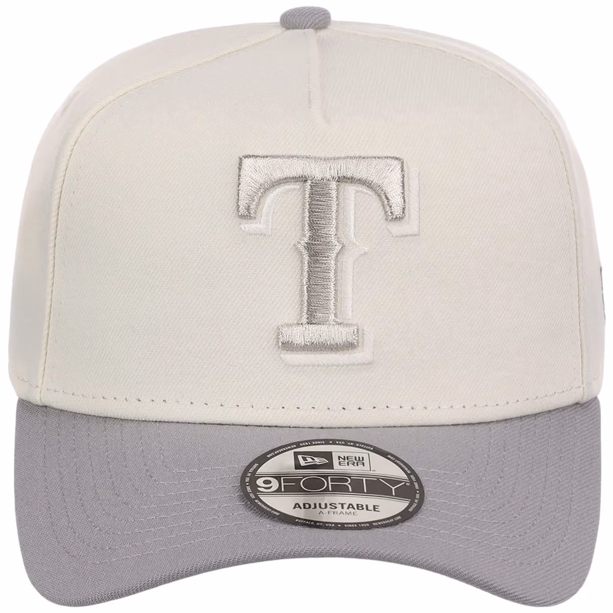Texas Rangers MLB Chrome x Gray FASHION CORE New Era 9FORTY A-Frame detail view