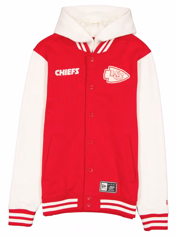Kansas City Chiefs Letterman Hooded NFL Jacket Red view 1