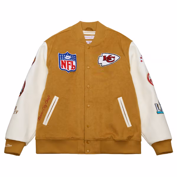 Kansas City Chiefs Dusted Varsity NFL Jacket Brown/Cream view 1