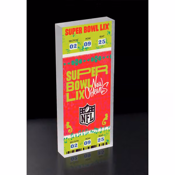 Super Bowl LIX New Orleans Ticket 3D Block Art view 1