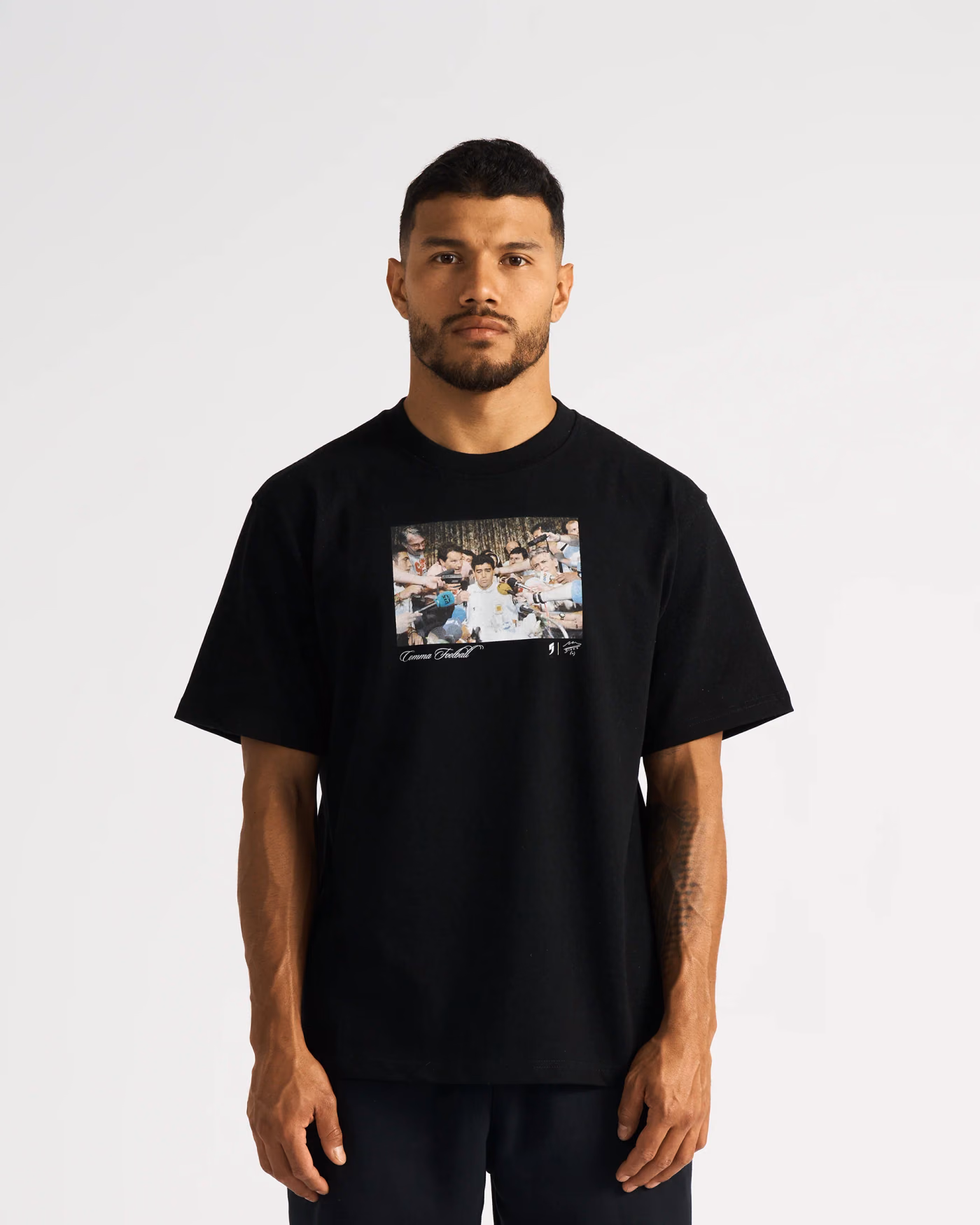 Jersevo Custom Personalized Maradona® Weight of the World Heavyweight T-Shirt front view