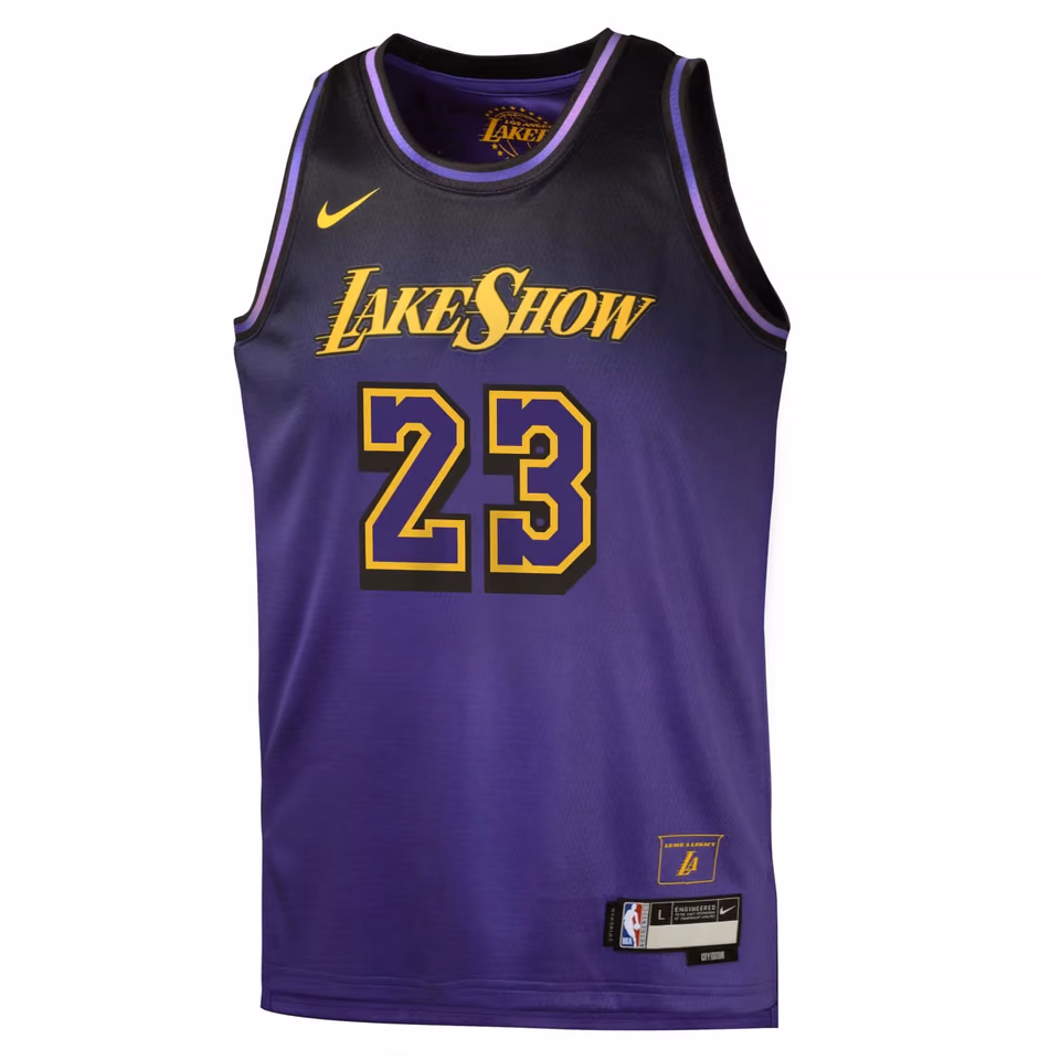 LeBron James #23 Los Angeles Lakers 2024-25 City Edition Nike Swingman NBA Jersey (YOUTH) view 2
