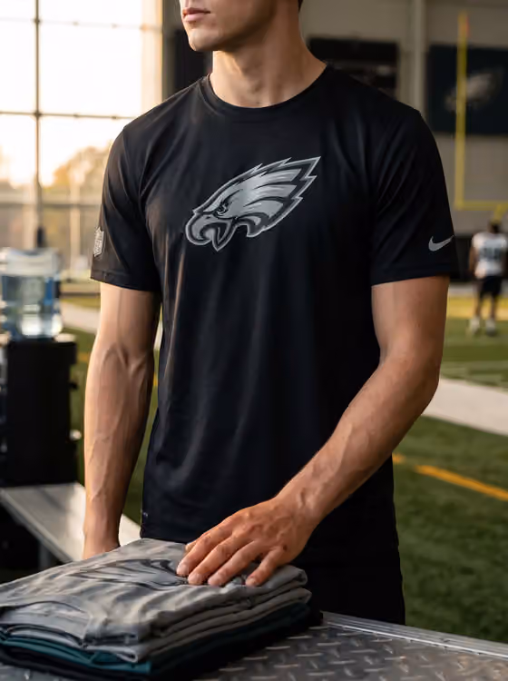 Philadelphia Eagles 2026 NFL Sideline Lead The Charge Legend T-Shirt Black view 3