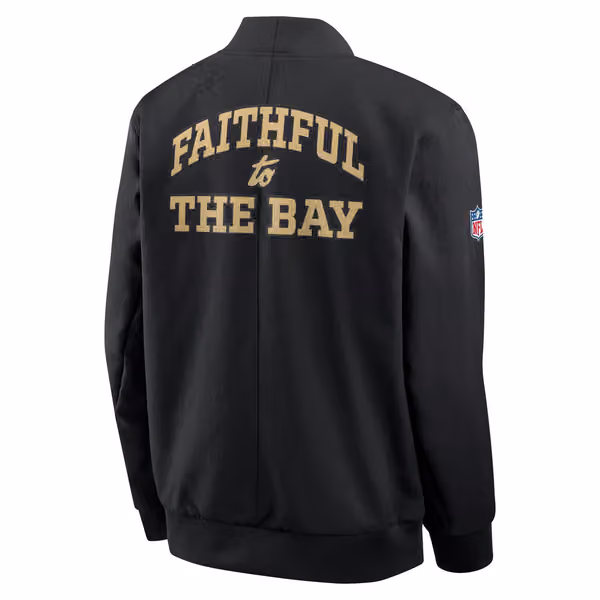 San Francisco 49ers 2025 Rivalries Sideline Bomber Jacke Black view 3