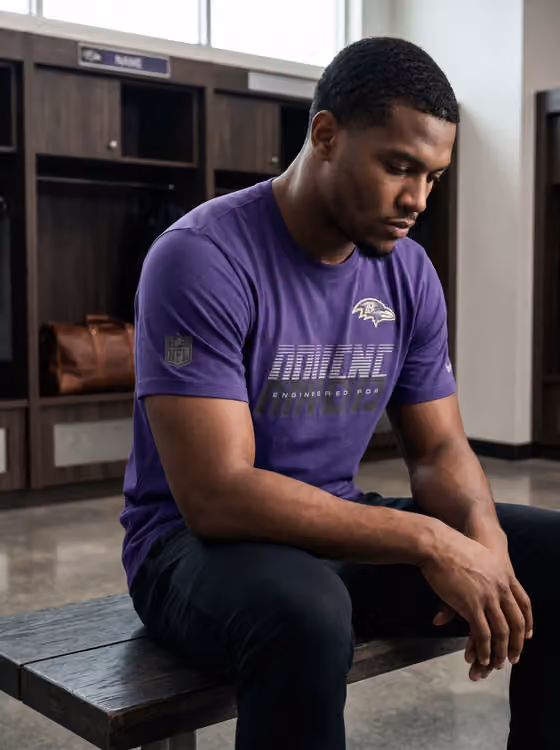 Baltimore Ravens 2026 NFL Sideline Team Issue Dri-Fit T-Shirt Purple view 3