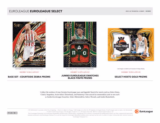 2025/26 Panini Select EuroLeague Basketball Hobby Box view 2