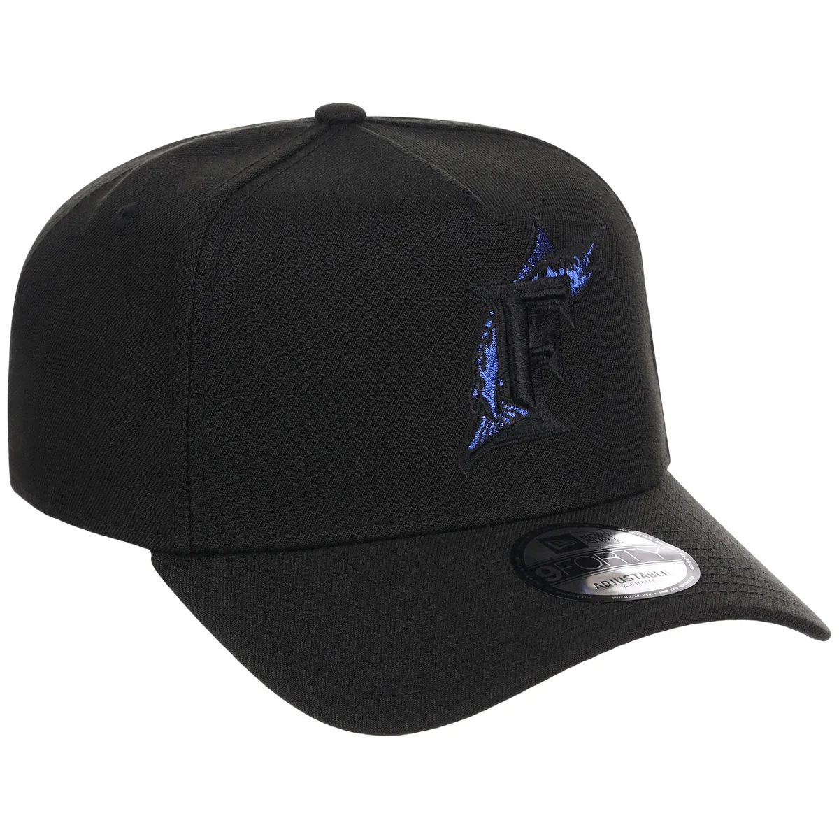 Miami Marlins MLB Black x Royal FASHION CORE New Era 9FORTY A-Frame front view