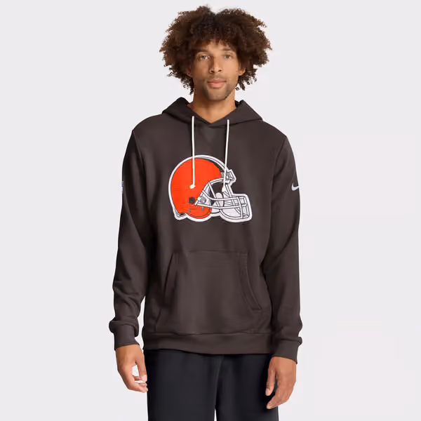 Cleveland Browns 2025 NFL Sideline Nike Standard Issue Hoodie Brown view 2