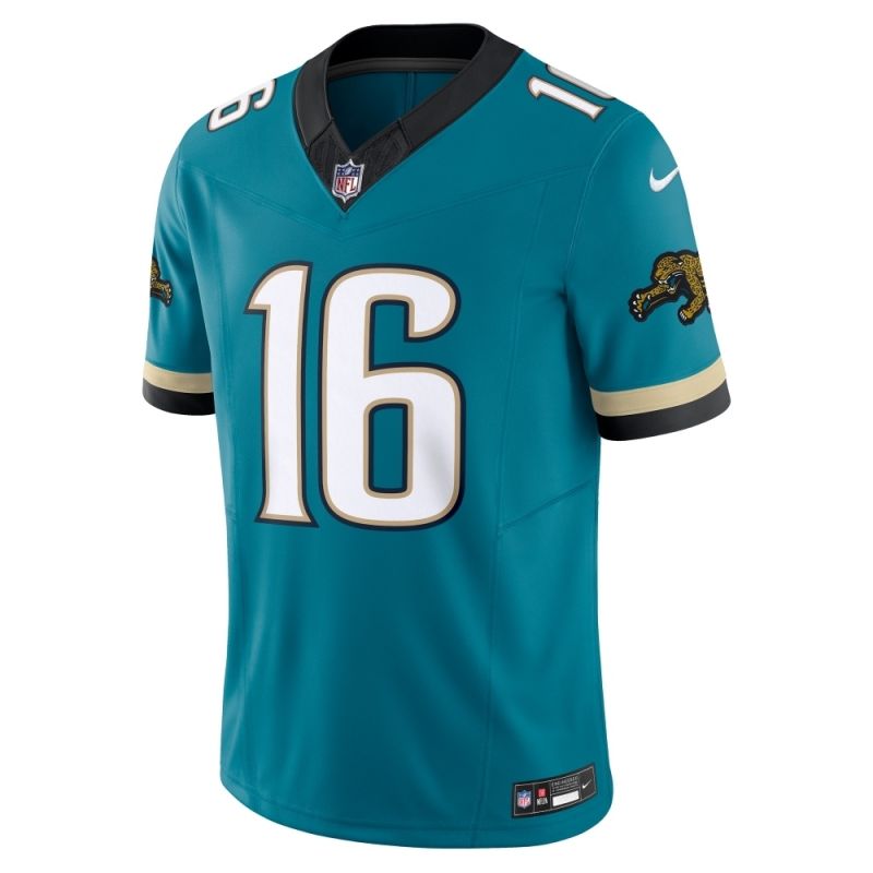 Trevor Lawrence #16 Jacksonville Jaguars Classic Nike Vapor F.U.S.E. Limited NFL Jersey Teal view 3