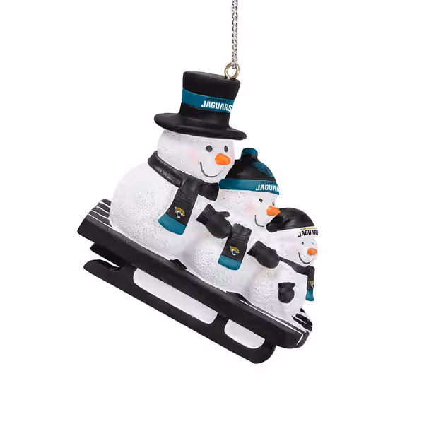 Jacksonville Jaguars NFL Sledding Snowmen Christmas Ornament view 2
