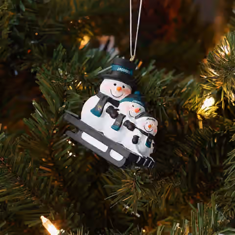 Jacksonville Jaguars NFL Sledding Snowmen Christmas Ornament view 4