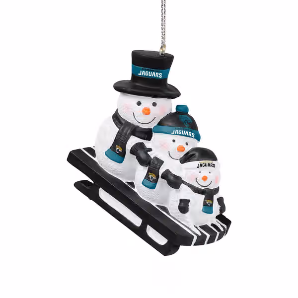 Jacksonville Jaguars NFL Sledding Snowmen Christmas Ornament view 1