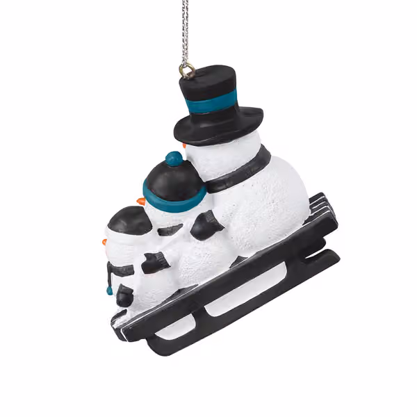 Jacksonville Jaguars NFL Sledding Snowmen Christmas Ornament view 3