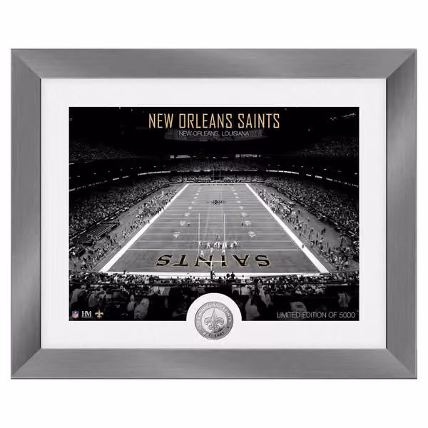 New Orleans Saints Art Deco Stadium Silver Coin Framed NFL Photo view 1