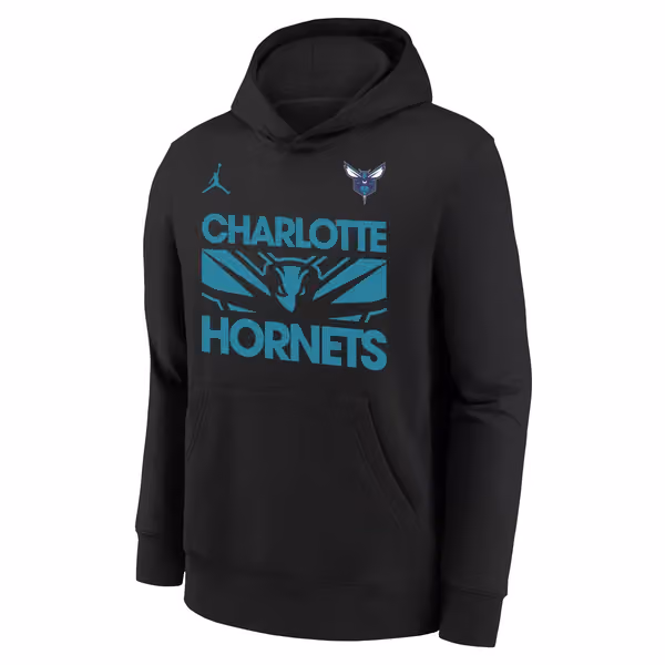 Charlotte Hornets NBA Courtside Jordan Club Hoodie Black (YOUTH) view 2