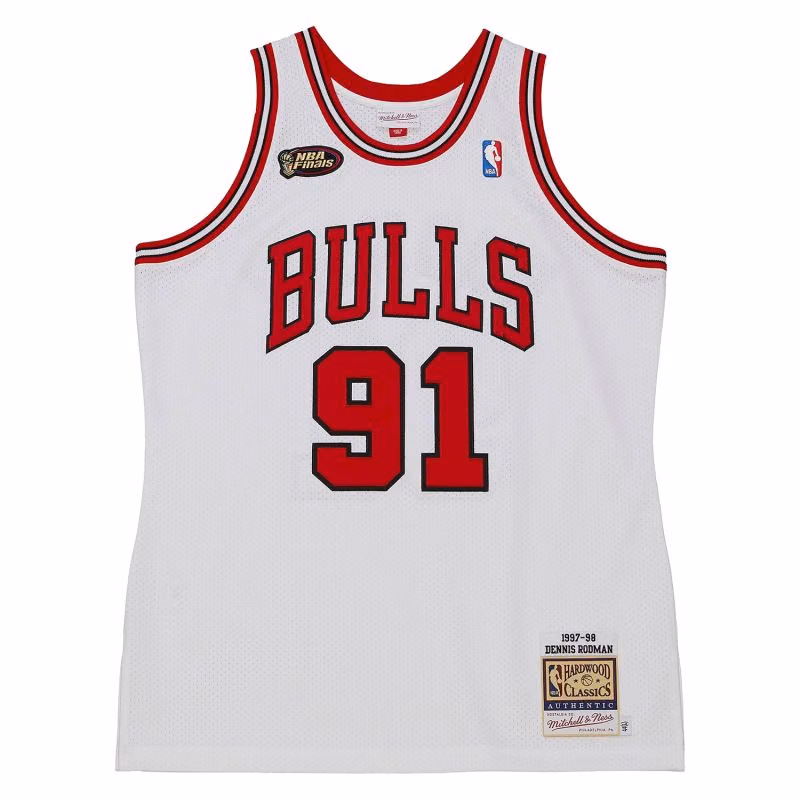 Dennis Rodman #91 Chicago Bulls 1997-98 Authentic NBA Jersey White view 1