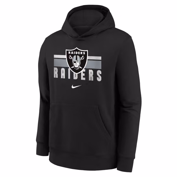 Las Vegas Raiders NFL Team Stripes Nike Club Hoodie (YOUTH) view 2