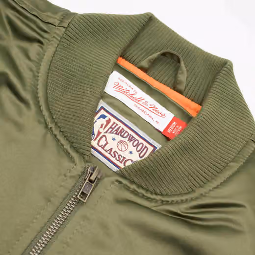 Philadelphia 76ers Olive Mitchell & Ness Heavyweight Satin NBA Jacket view 5
