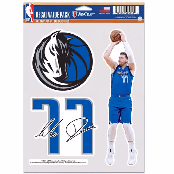 Luka Doncic #77 Dallas Mavericks Player NBA Decals Set (3 Pcs.) view 1