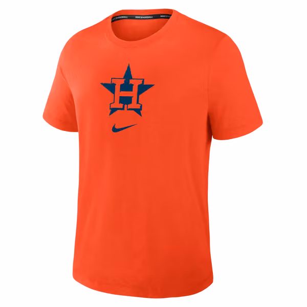 Houston Astros Early Work 2025 MLB Authentic Nike Tri-Blend T-Shirt Orange view 2