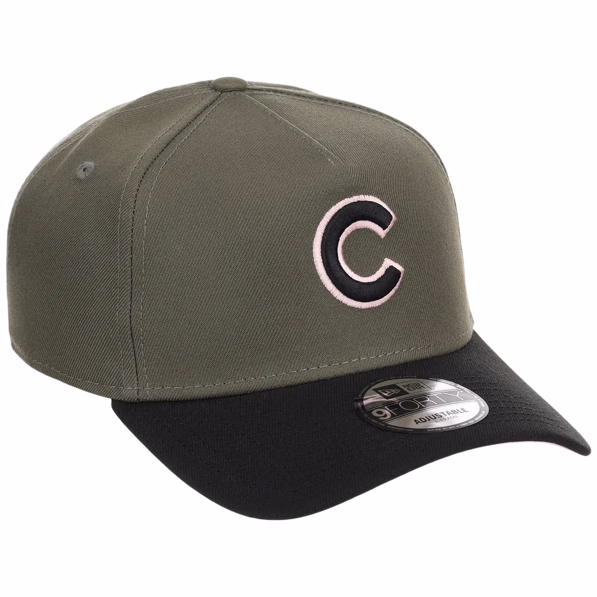 Chicago Cubs MLB Olive x Black & Pink FASHION CORE New Era 9FORTY A-Frame front view