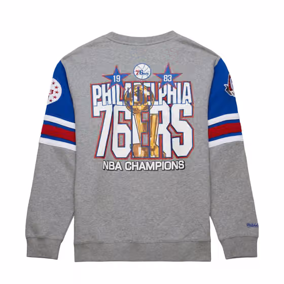Philadelphia 76ers Mitchell & Ness All Over 4.0 Crew NBA Pullover Gray view 2
