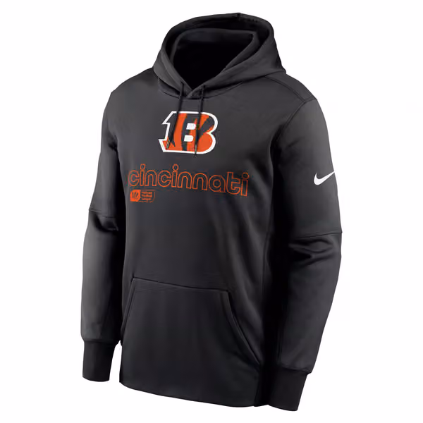 Cincinnati Bengals Peformance Nike Therma-FIT NFL Hoodie Black view 1