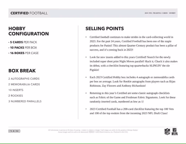2023 Panini Certified NFL Football Hobby Box view 5