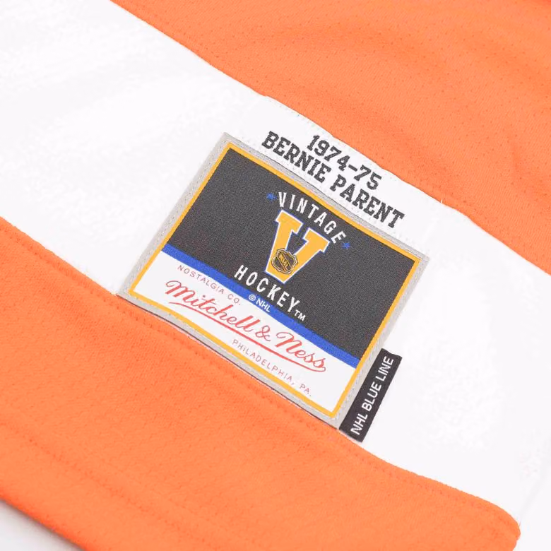 Bernie Parent #1 Philadelphia Flyers 1974-75 Mitchell & Ness NHL Jersey view 4