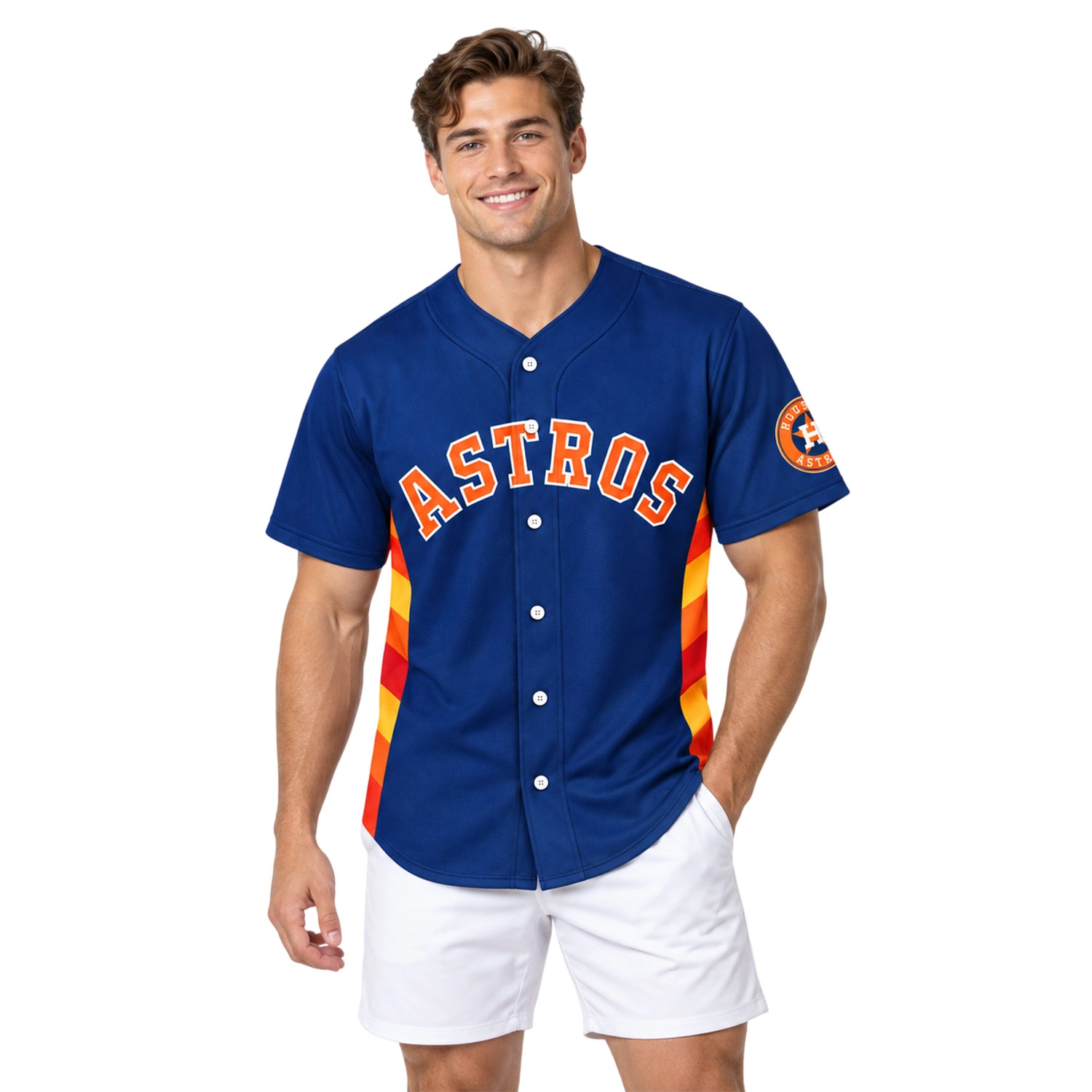Astros Navy Baseball Jersey Vibrant Colorblock Style