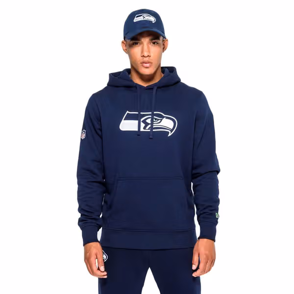 Seattle Seahawks Logo Hoodie New Era NFL Sweatshirt Navy view 1