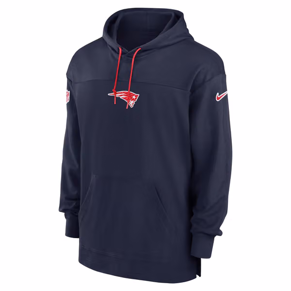 New England Patriots 2024 NFL On-Field Sideline Nike Jersey Hoodie Navy view 1