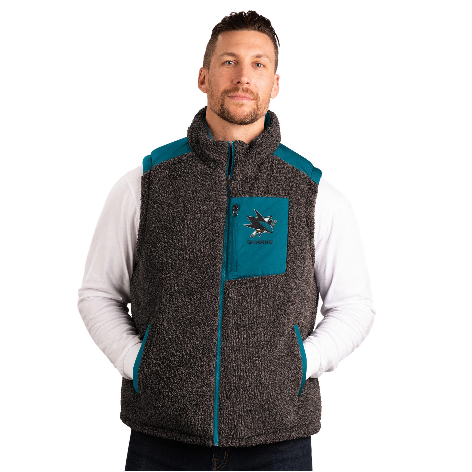 San Jose Sharks G-III NHL Reversible Sherpa Winter Vest view 1