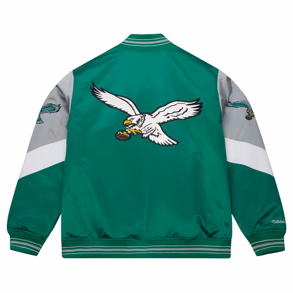 Philadelphia Eagles Throw it Back Heavyweight Satin NFL Jacket Green view 2