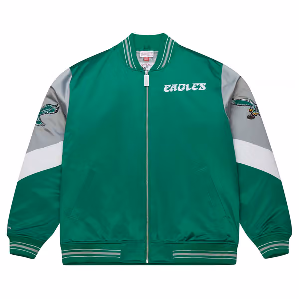 Philadelphia Eagles Throw it Back Heavyweight Satin NFL Jacket Green view 1