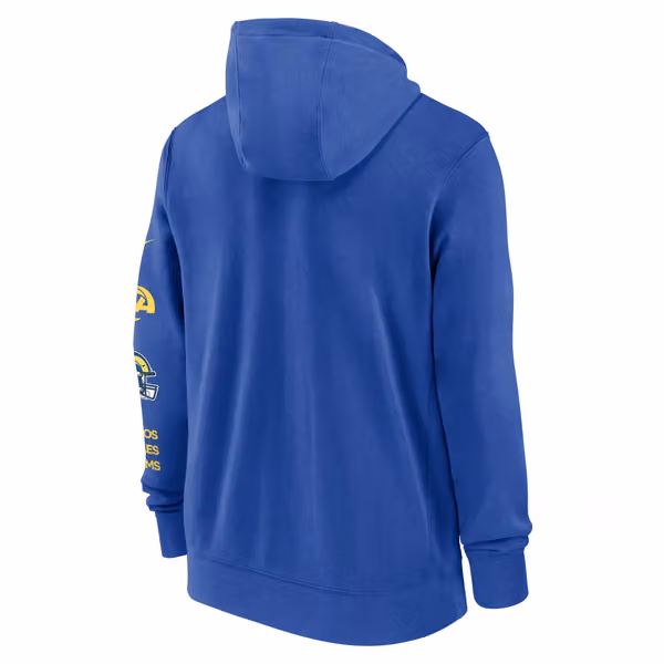 Los Angeles Rams Full-Zip Nike Club Fleece Hoodie Blue view 3