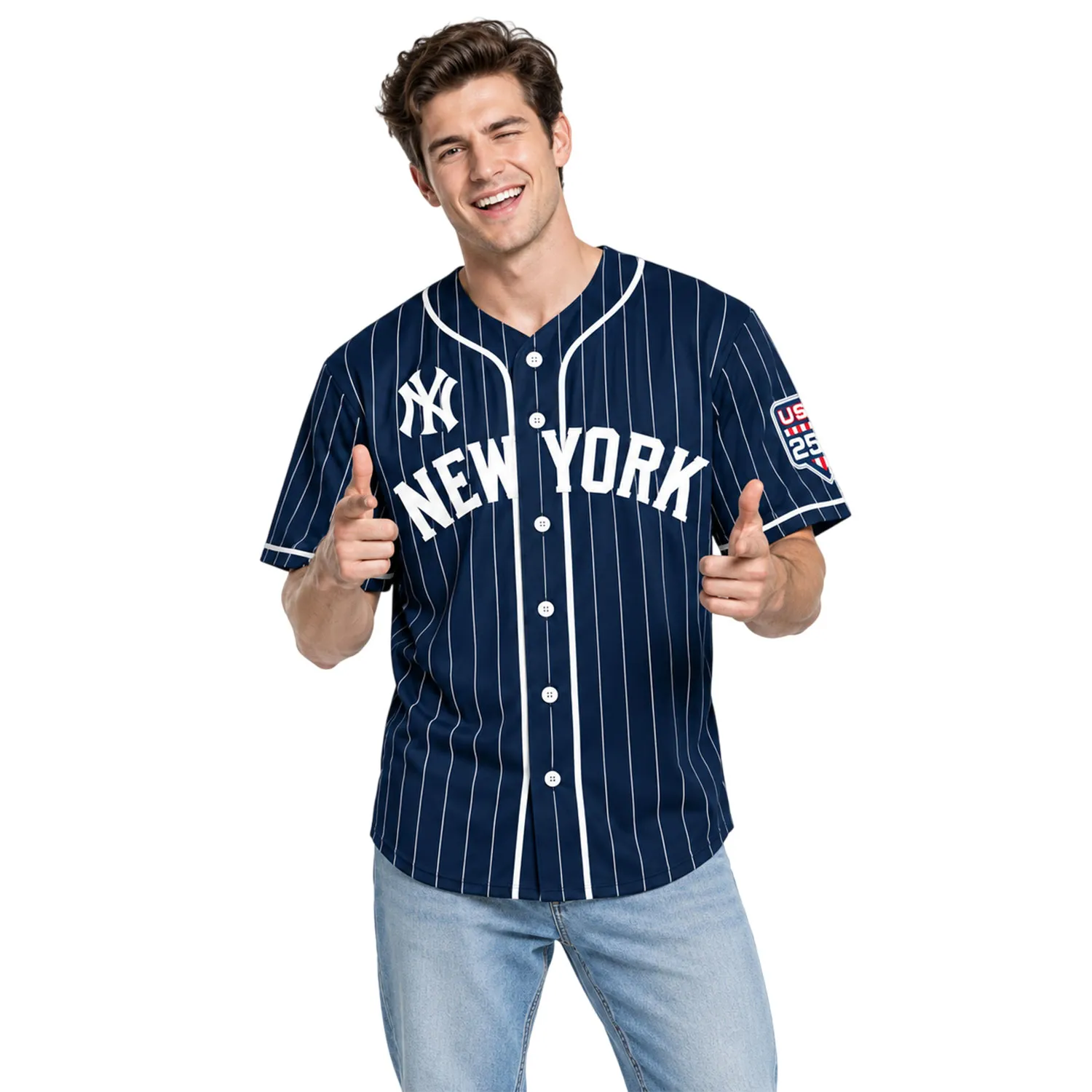 New York Yankees Navy Jersey Custom Elite Pinstripe Style