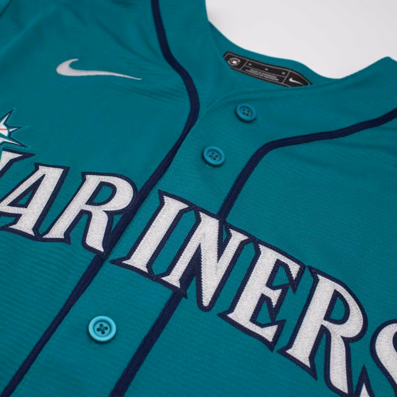Seattle Mariners Stadium Alternate 50 Seasons MLB Jersey Teal view 4