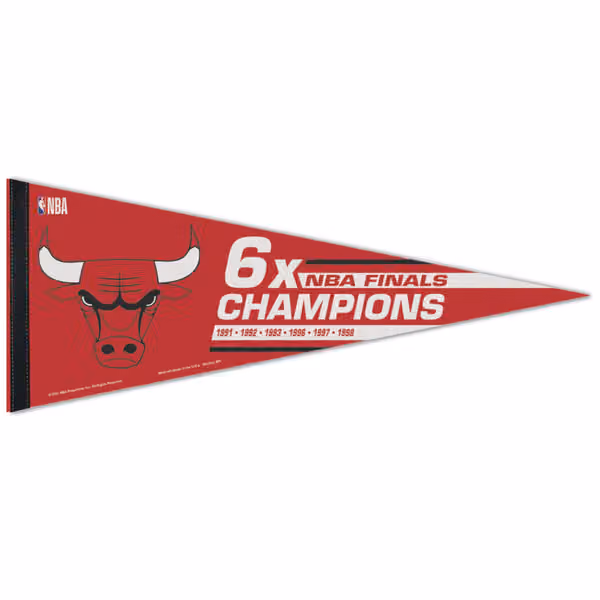 Chicago Bulls 6x Champions Premium NBA Pennant view 1