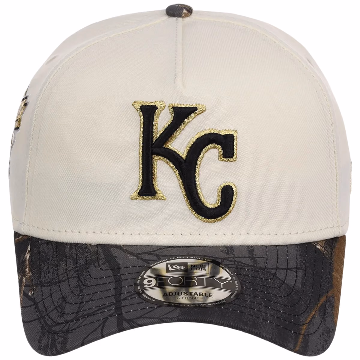 Kansas City Royals MLB Black Realtree Chrome New Era 9FORTY detail view