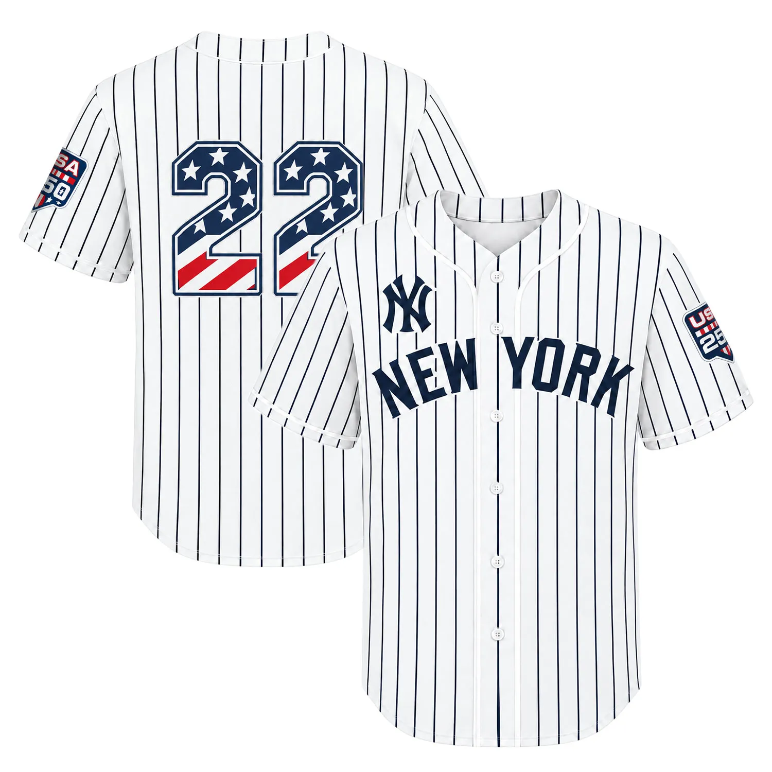 Fourth of July Ben Rice Yankees Jersey Bold White Home USA 250 Style