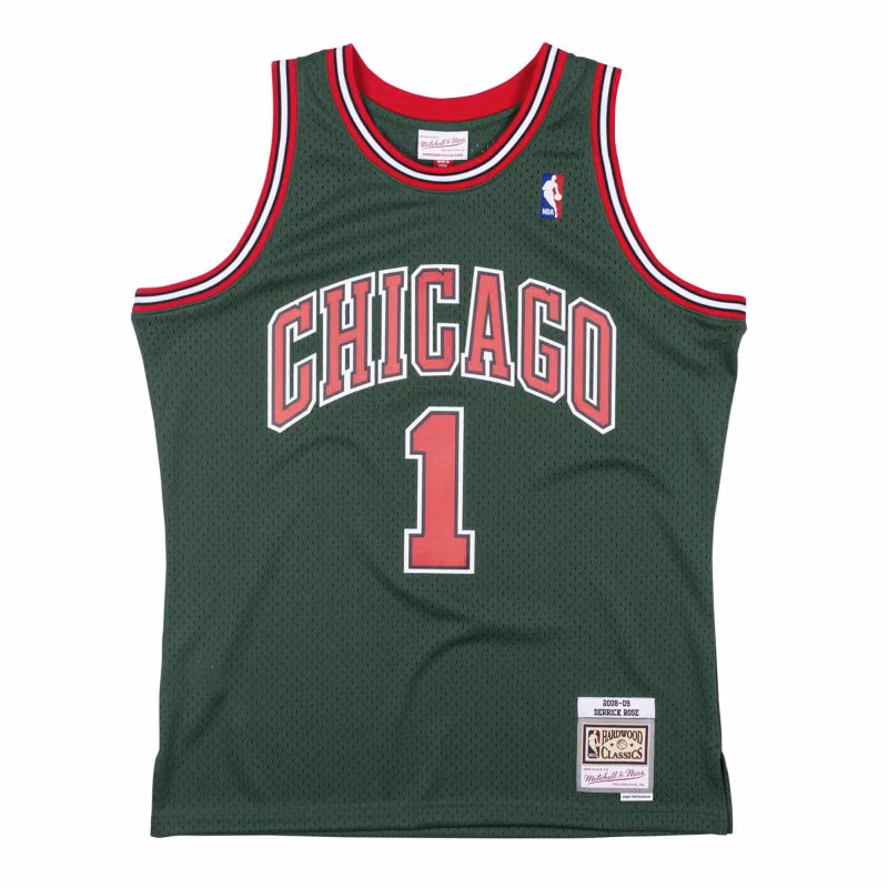 Derrick Rose #1 Chicago Bulls 2008-09 Green Week Swingman NBA Jersey view 1