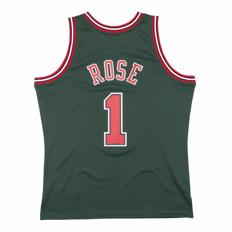 Derrick Rose #1 Chicago Bulls 2008-09 Green Week Swingman NBA Jersey view 2