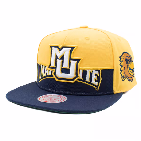 Marquette Golden Eagles Half N Half Snapback NCAA Cap Yellow product photo